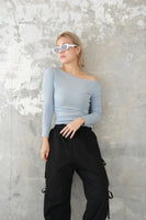 BASIC KNIT TOPS　BLUE