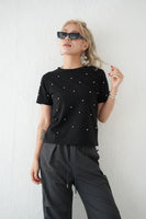 パールシルバーTシャツ　BLACK