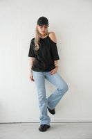 【再入荷】ワンショルダーオーバーTシャツ BLACK